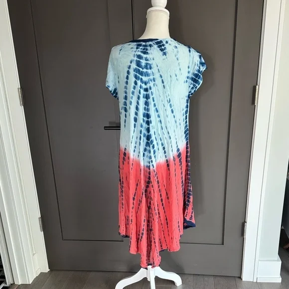 Seven Islands Chic V-Neck Tie-Dye Maxi Dress One Size 100% Rayon - Picture 3 of 7